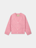 Cardigan rosa per neonata con GG,Gucci Kids,724621 XKCT9 5872